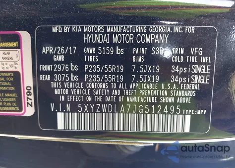 2018 Hyundai Santa Fe Sport z USA, uszkodzony, nr VIN 5XYZWDLA7JG512495